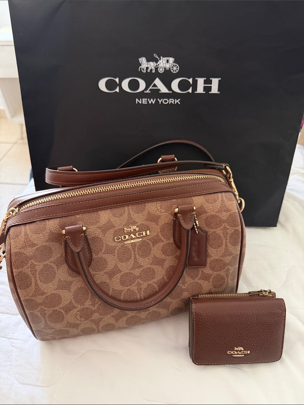 Coach Brown Signature with Matching Brown Wallet